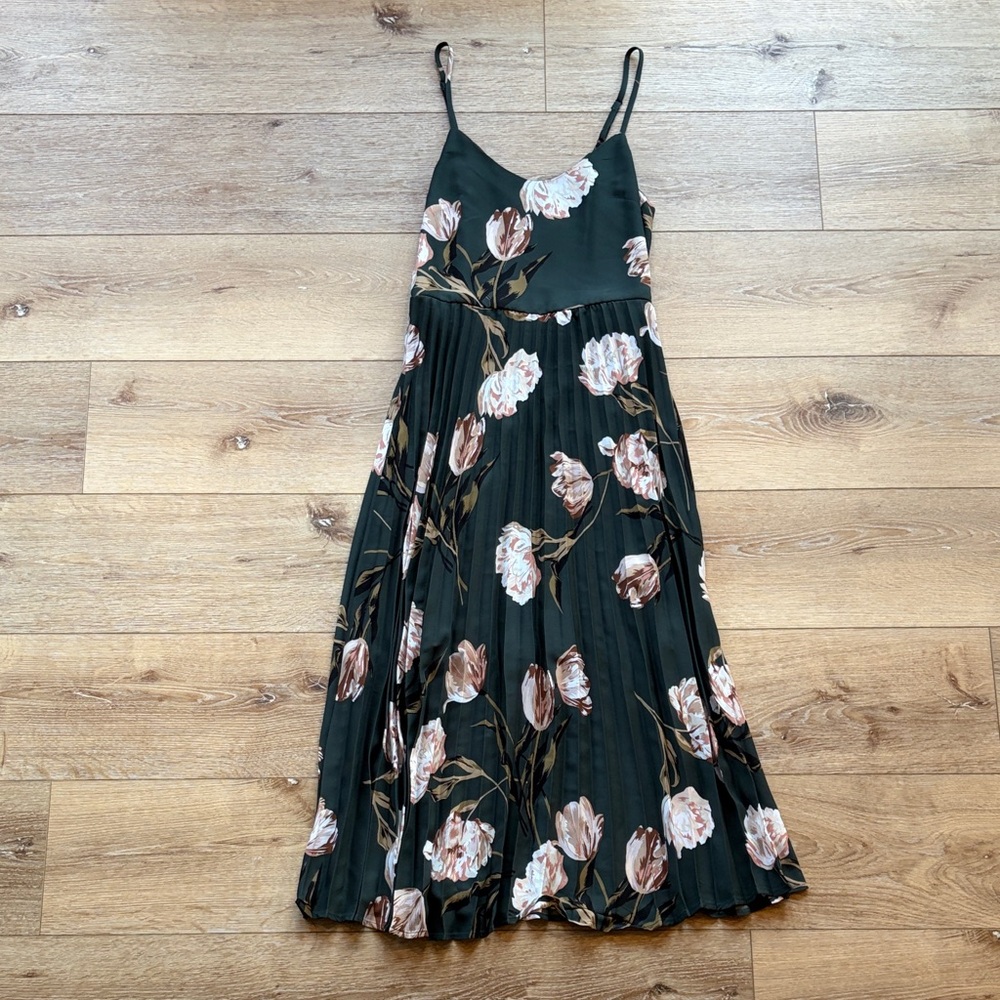 A New Day Floral Midi Dress - Black and Pink